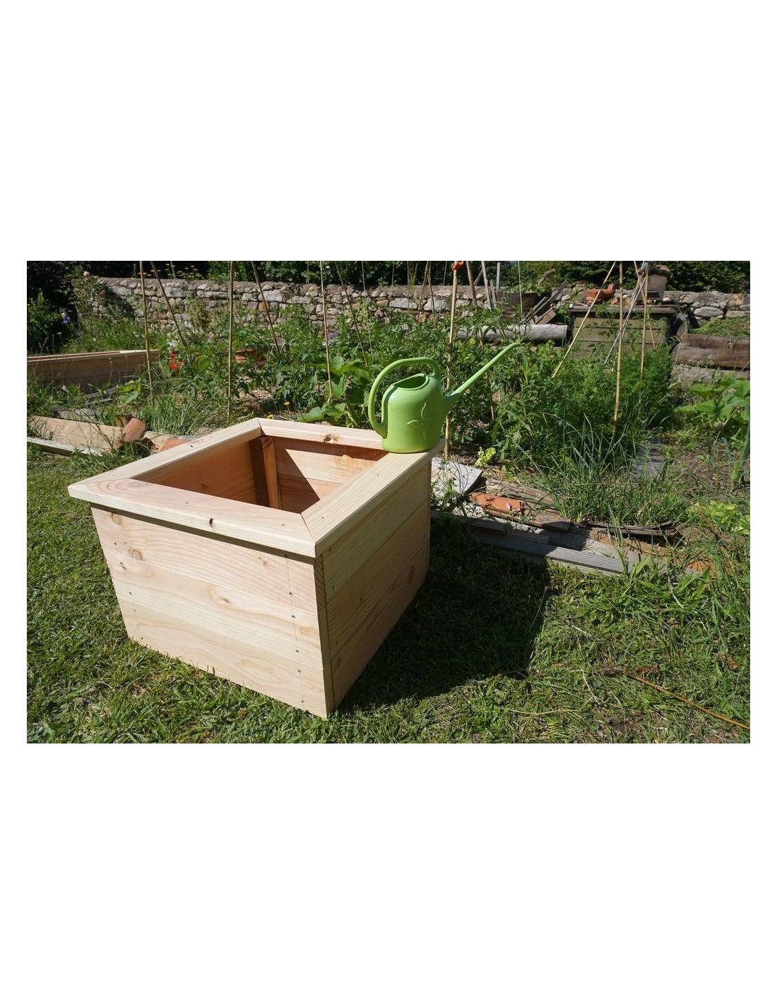 Carré Potager avec Composteur en Bois Douglas – 175 x 170 x 40 cm