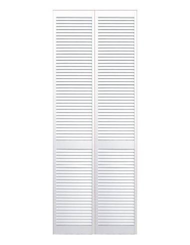 White lacquered louvred folding wardrobe doors