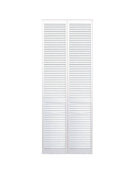 White lacquered louvred folding wardrobe doors