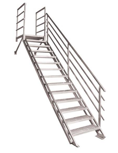 Escalier droit pour extérieur en aluminium