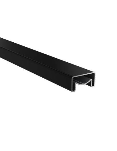 MAIN COURANTE ALU CARRE 50*27 NOIR BRILLANT + 2 BOUCHONS + 2 SUPPORTS