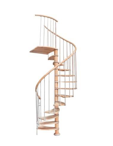 Escalier hélicoïdal en hêtre  Rampe bi-matière