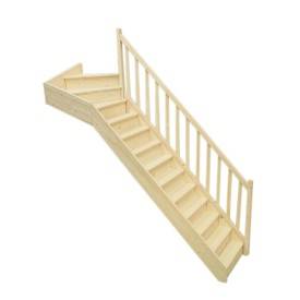 Fichtenholztreppe mit oberer Viertelwendung