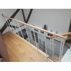 Arlberg rechte balustrade 100 cm met leuning van natuurlijk beukenhout 2