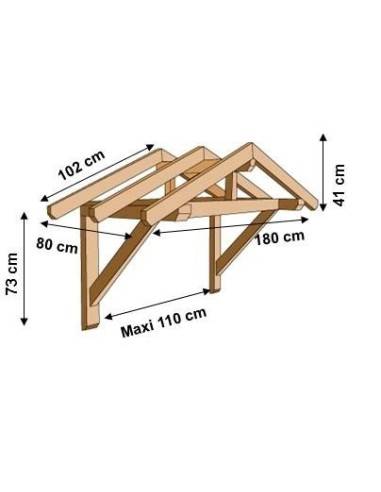 Marquise bois 2 pans pour portes d'entrée