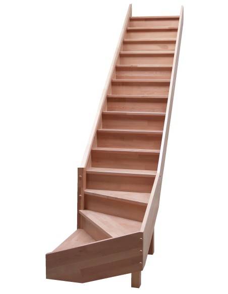 Escalera de 1/4 de vuelta inferior de haya