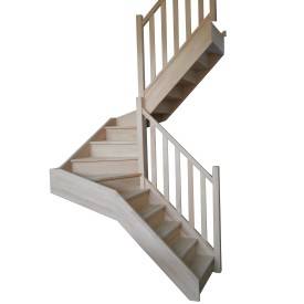 Escalier double 1/4 tournant en hêtre