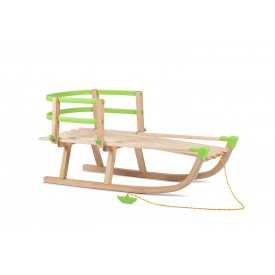 Beech sledge with folding backrest – Max load 70 kg