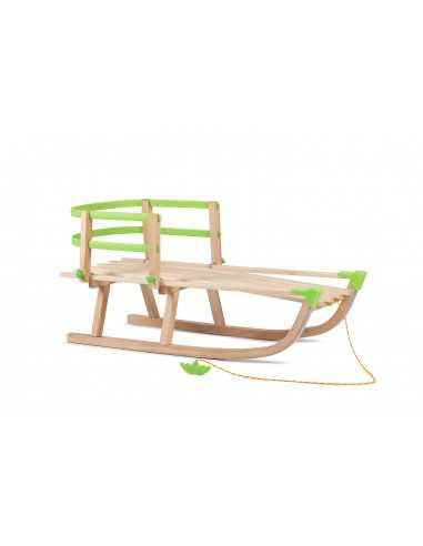 Beech sledge with folding backrest – Max load 70 kg