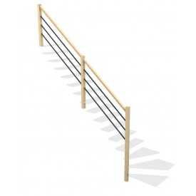 MOLEDE INTERIOR HANDRAIL WITH BLACK METAL RAILS AND WOODEN POSTS