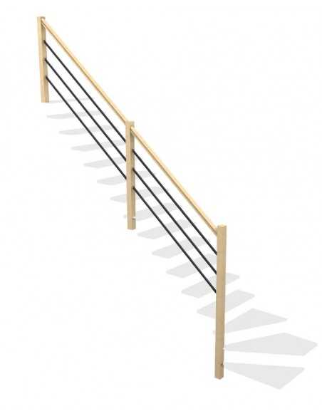MOLEDE INTERIOR HANDRAIL WITH BLACK METAL RAILS AND WOODEN POSTS