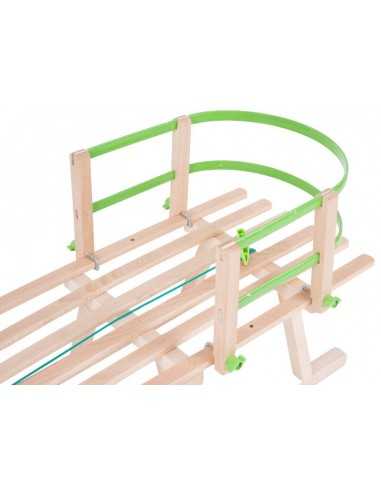Beukenhouten slee met neerklapbare rugleuning – Max. belasting 70 kg