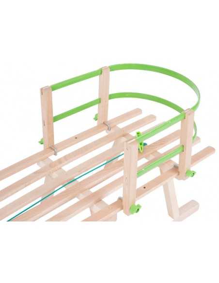 Beukenhouten slee met neerklapbare rugleuning – Max. belasting 70 kg