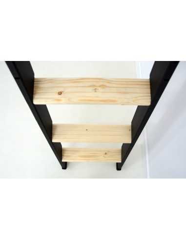 BLACK LADDER BEECH TREADS + METAL HANDRAIL AND STRINGER 10 STEPS