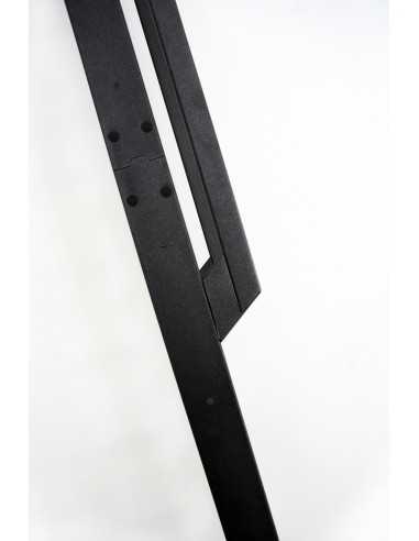 BLACK LADDER BEECH TREADS + METAL HANDRAIL AND STRINGER 10 STEPS