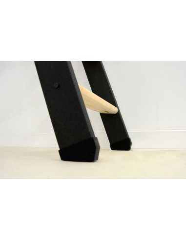 BLACK LADDER BEECH TREADS + METAL HANDRAIL AND STRINGER 10 STEPS