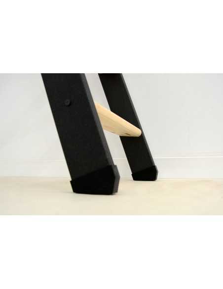 BLACK LADDER BEECH TREADS + METAL HANDRAIL AND STRINGER 10 STEPS