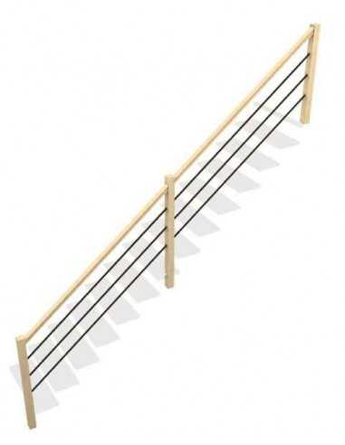 CHEVALARD STANDARD BEECH RAILING WITH BLACK METAL RAILS