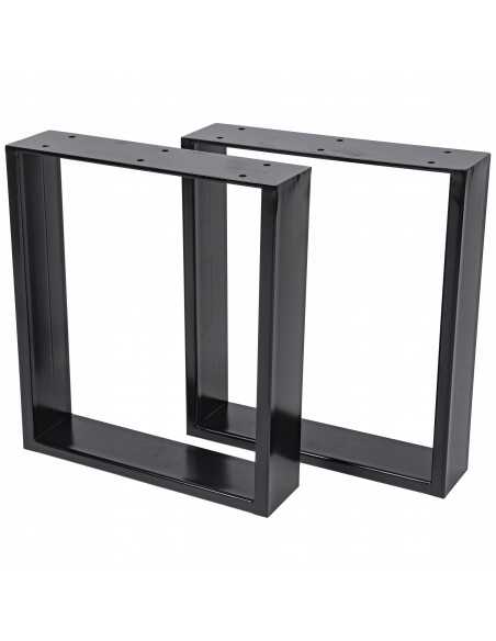 Houten salontafel met zwarte metalen poten