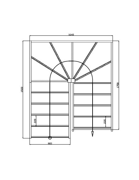 Scala a doppia curva abete Albula 288 cm