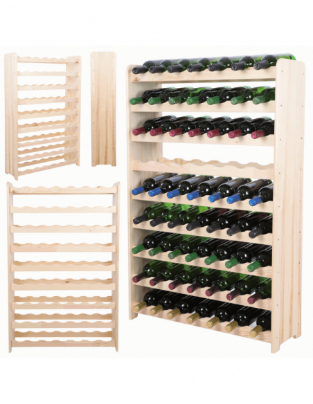 SCAFFALE PER VINO IN LEGNO GREZZO 63 BOTTIGLIE