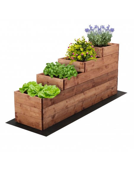 Treppenförmiges Hochbeet mit 4 Ebenen aus Kiefernholz – 120 × 30 cm