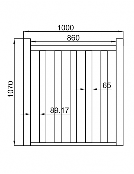 SET BEUKEN BALUSTRADE VAN 1 M MET SPIJLEN + 2 PALEN