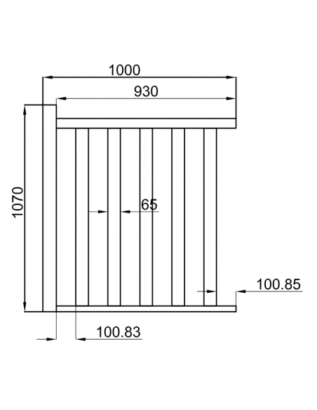 KIT GARDE CORPS FUSEAU HETRE 1m + 1Poteau
