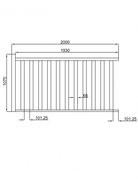 KIT GARDE CORPS A FUSEAUX HETRE 2M + 1 POTEAU