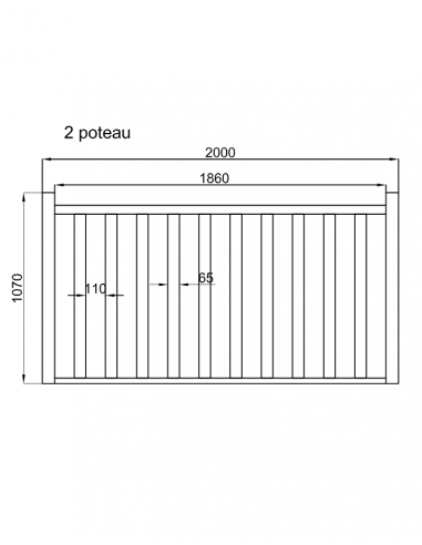 KIT GARDE CORPS FUSEAU HETRE 2M + 2...