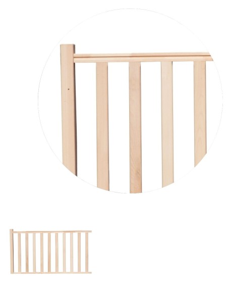 KIT GARDE CORPS A FUSEAUX HETRE 2M + 1 POTEAU