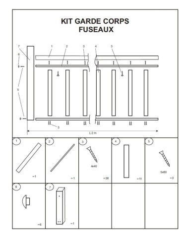 BALUSTRADESET MET BEUKEN SPĲLEN 2 M + 1 PAAL