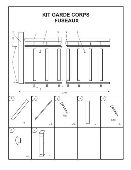 BALUSTRADESET MET BEUKEN SPĲLEN 2 M + 1 PAAL