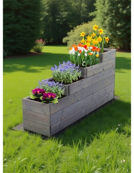 Quadrato orto a scala 4 livelli in pino – 120x30 cm