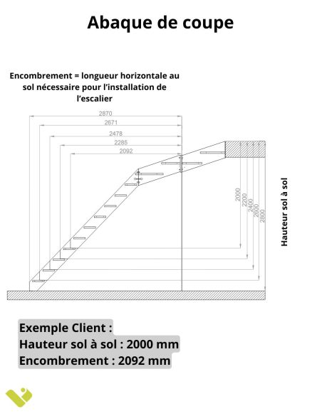 NERONNE quarter-turn staircase – adjustable kit