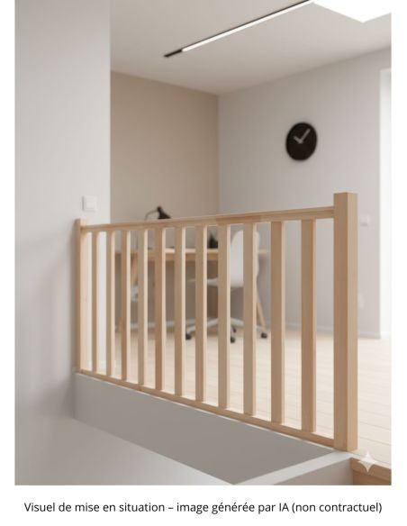 KIT GARDE CORPS FUSEAU HETRE 2M + 2 POTEAUX