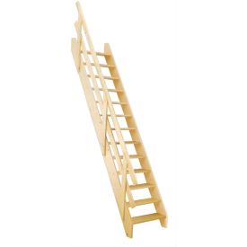 Gerade Treppen aus Tannenholz mit eingeschnittenen Wangen