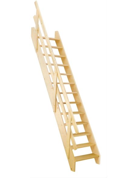 Gerade Treppen aus Tannenholz mit eingeschnittenen Wangen