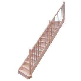 Escalier droit hêtre rampe métal