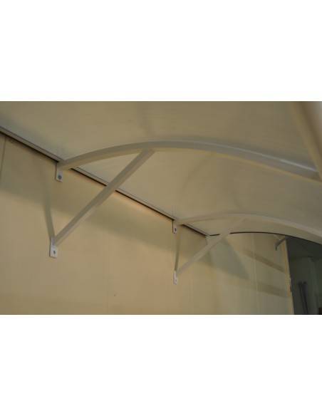 Marquise/auvent plongeante en profilé aluminium et plaque de polycarbonate