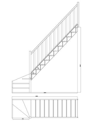 Bottom quarter-turn beech staircase