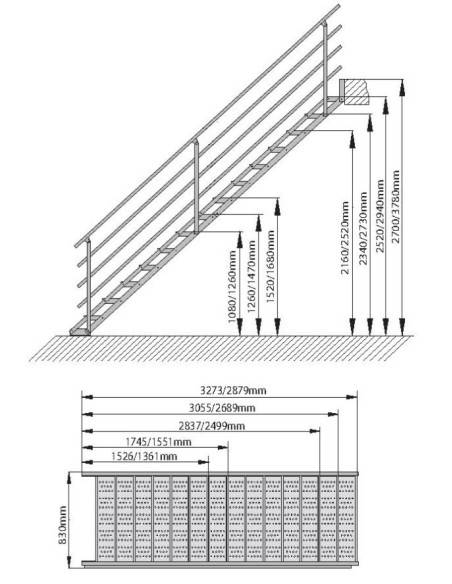 Escalier extérieur métal galvanisé avec rampe PEYROL