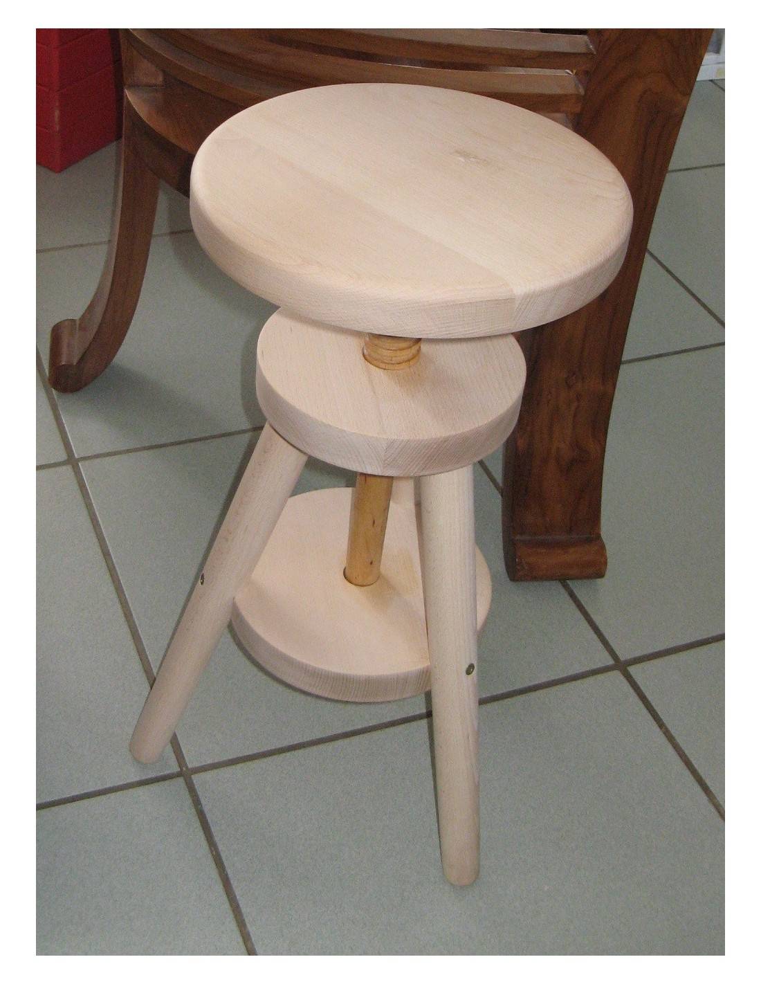 Tabouret à vis en hêtre massif naturel