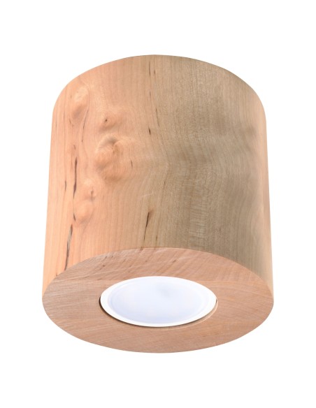 Deckenleuchte mit Strahler aus naturbelassenem Holz für den Innenbereich