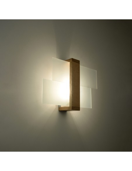 Indoor natural wood spot wall light