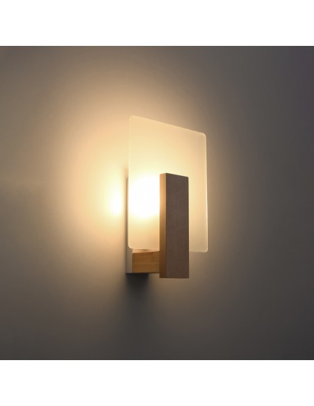 Indoor natural wood spot wall light