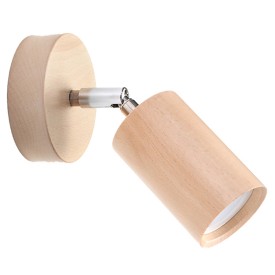 Wandlamp met spot van natuurlijk hout voor binnen