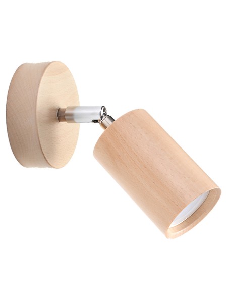 Wandlamp met spot van natuurlijk hout voor binnen