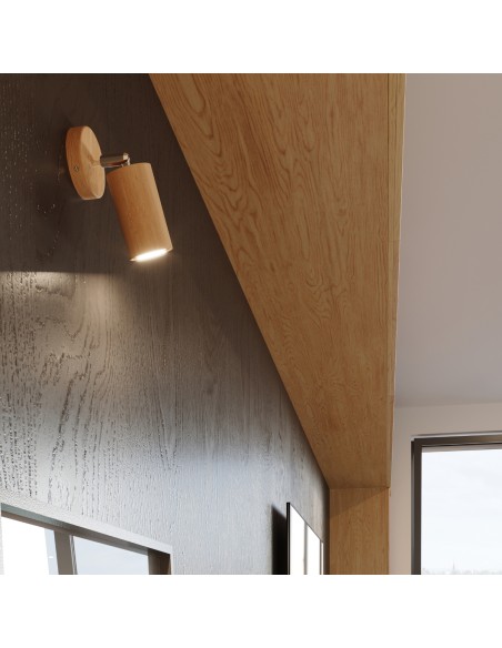 Natural wood interior wall spot light