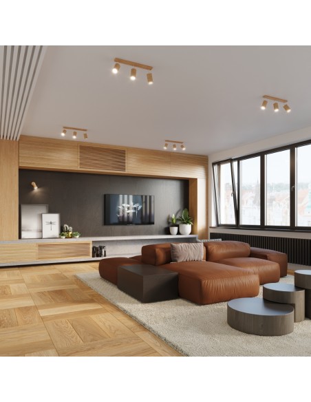 Natural wood interior ceiling spot light